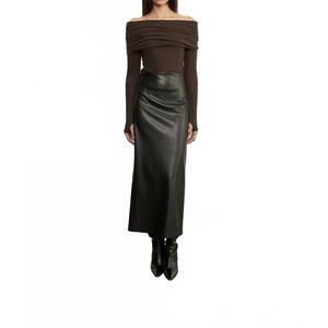 NEW ENZA COSTA cashmere long sleeve off-shoulder top in dk brown